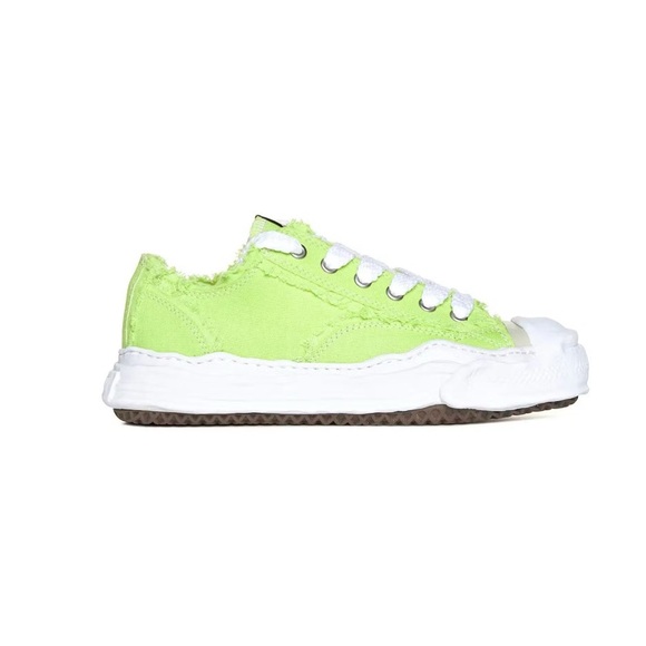 Maison Mihara Yashurio Lime Green Canvas Sneakers - Picture 1 of 8